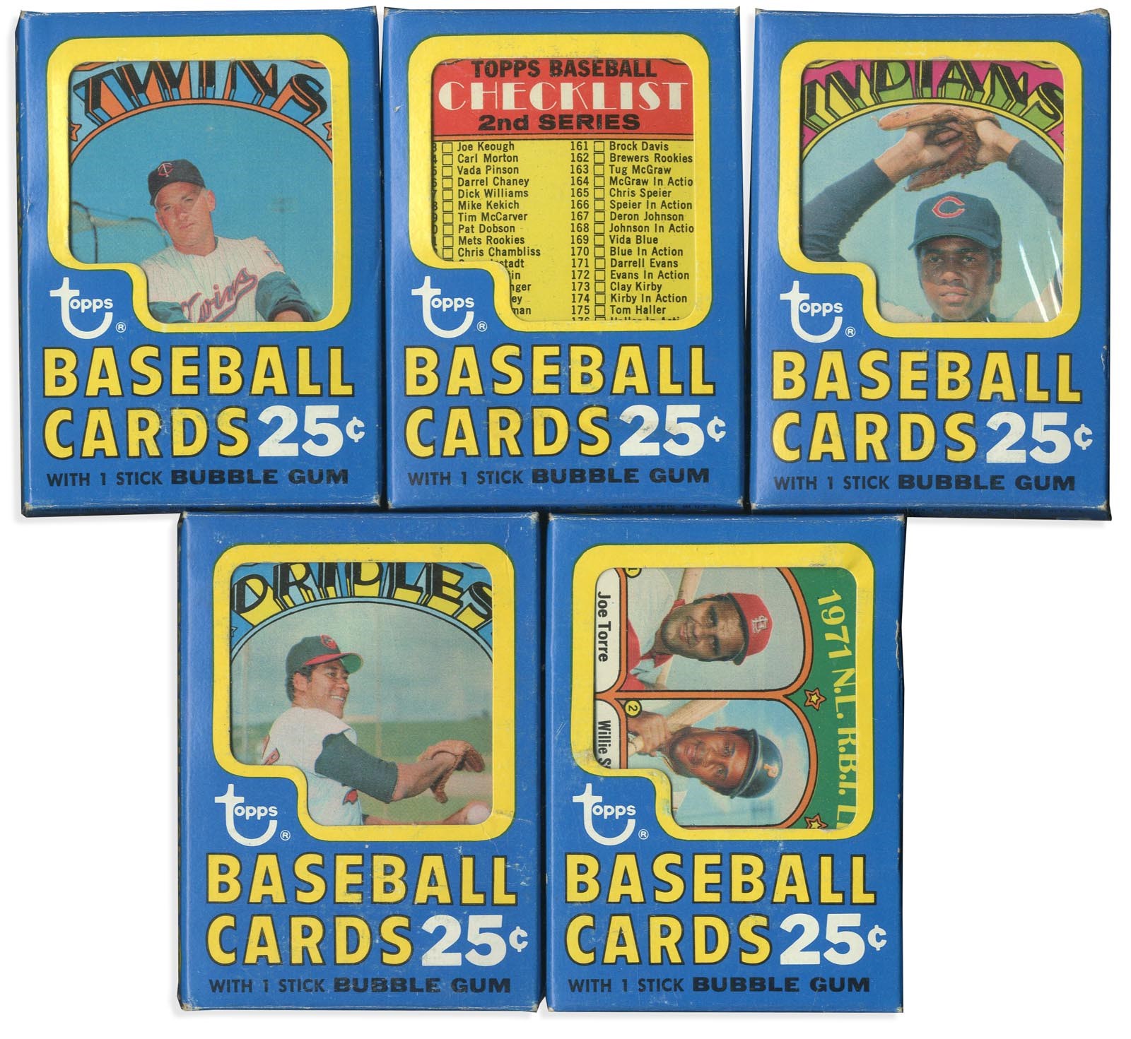 - (5) 1972 Topps Baseball Unopened 30-Card Cello Box Packs