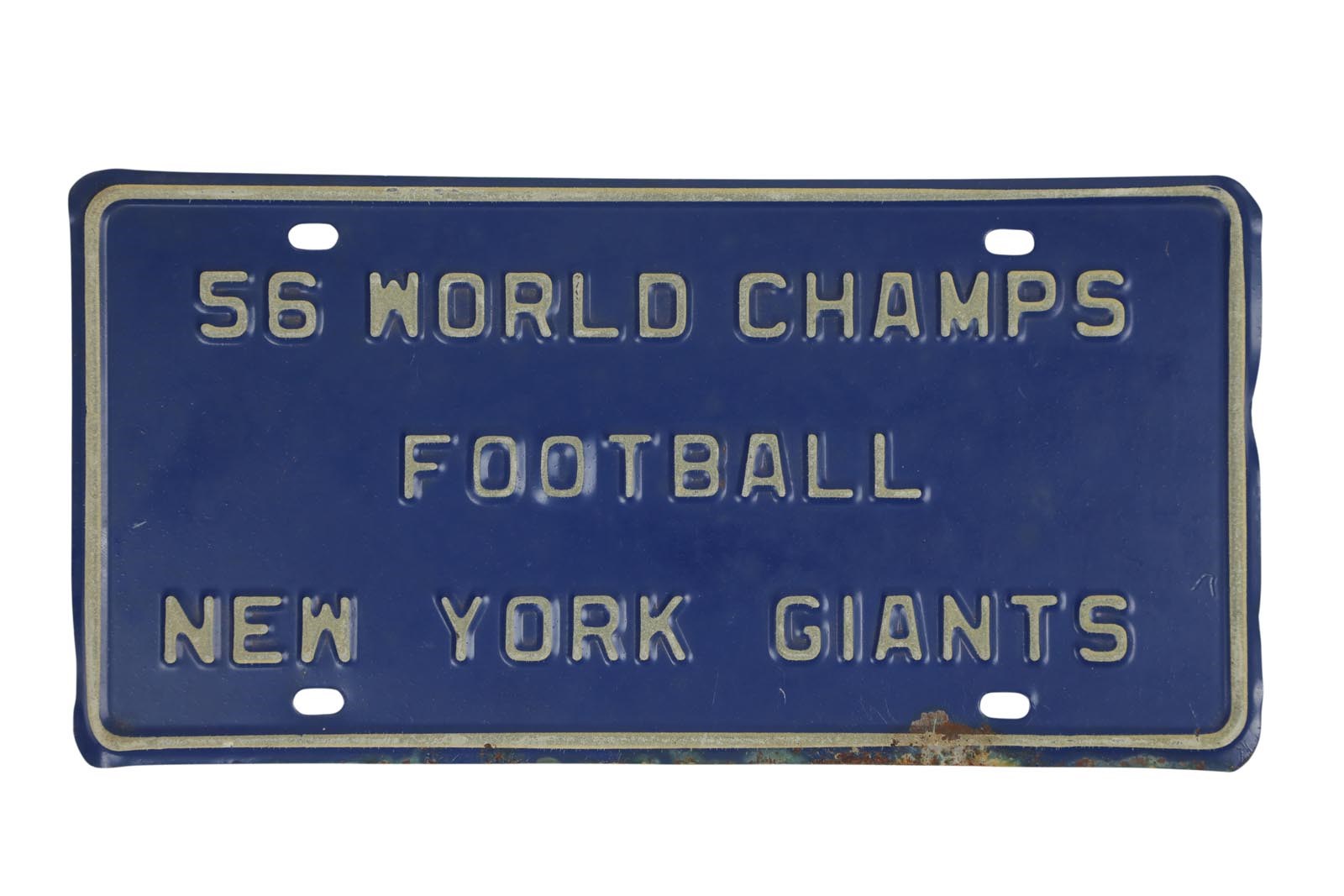 - 1956 World Champion New York Giants License Plate (Ken MacAfee Collection)