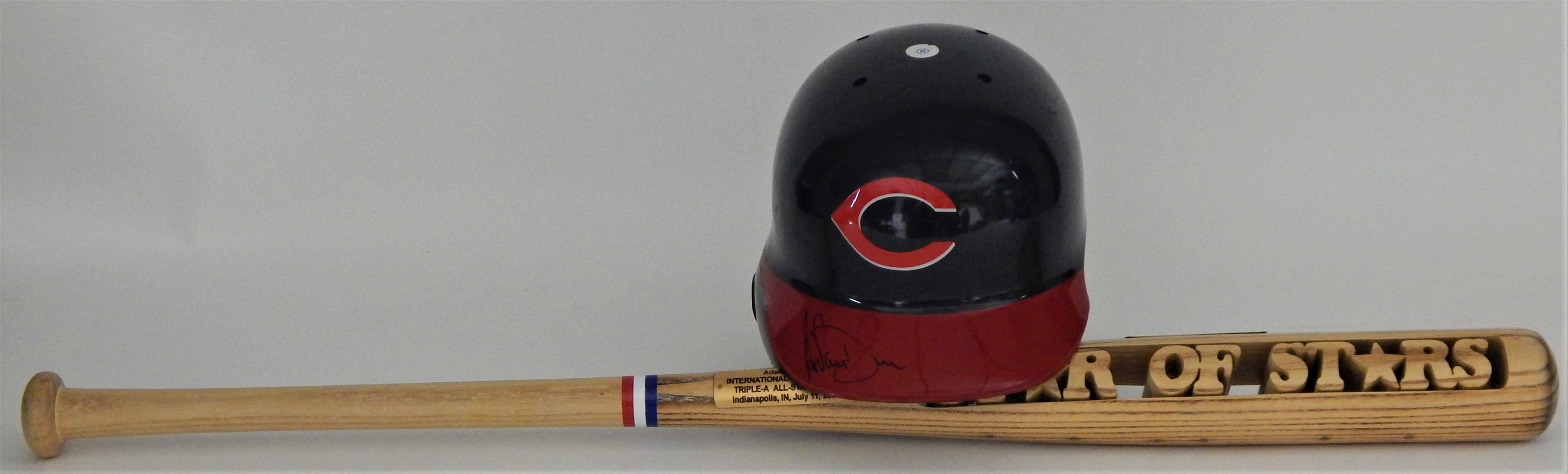 - Adam Dunn Minor League Award Bat and Signed Reds Helmet (Bernie Stowe Collection)