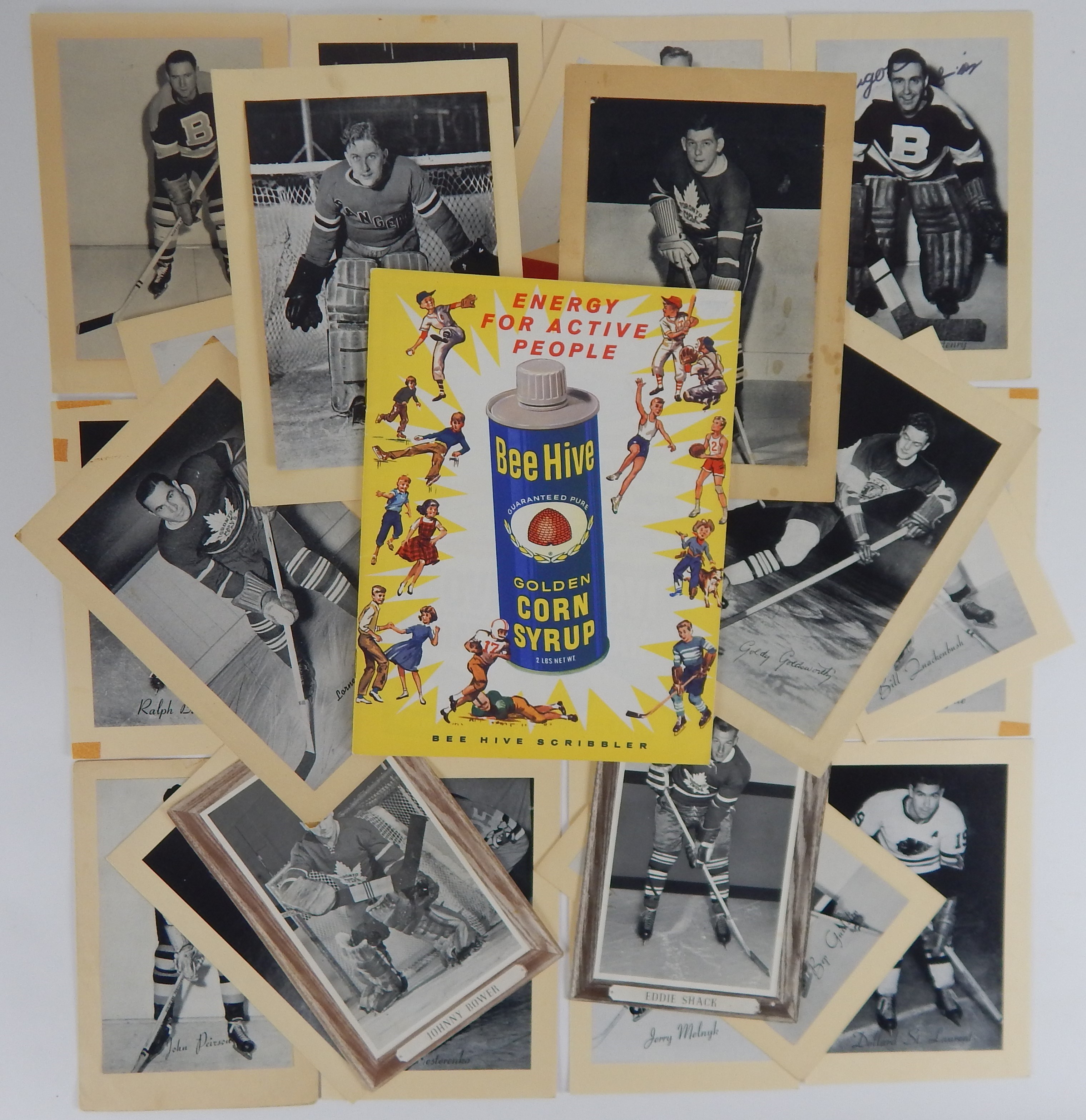 - 1933-44, 1945-63, 1964-67 Bee Hive Hockey Photo Collection of (29) plus Scribbler