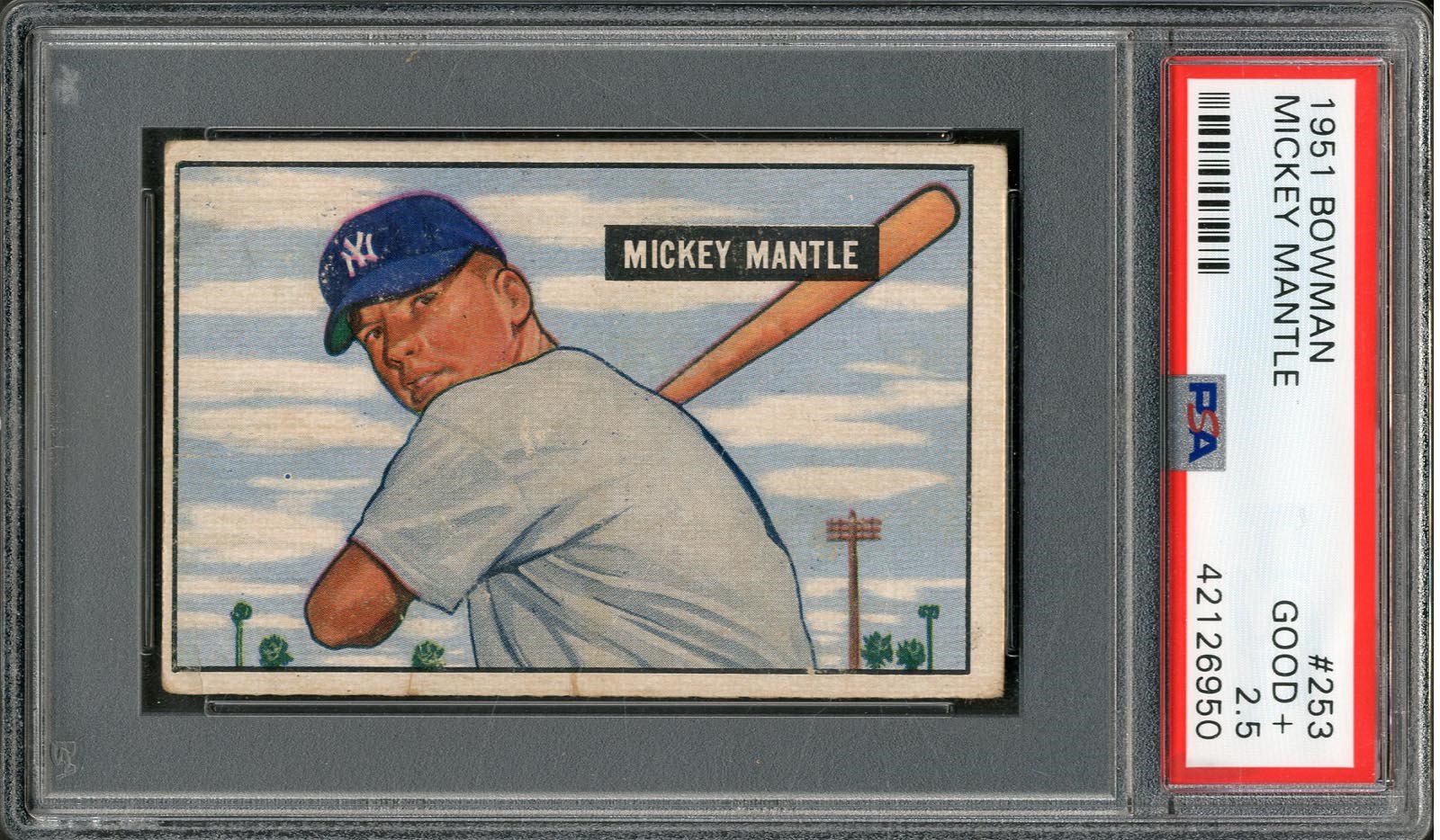 - 1951 Bowman Mickey Mantle #253 Rookie (PSA Good+ 2.5)