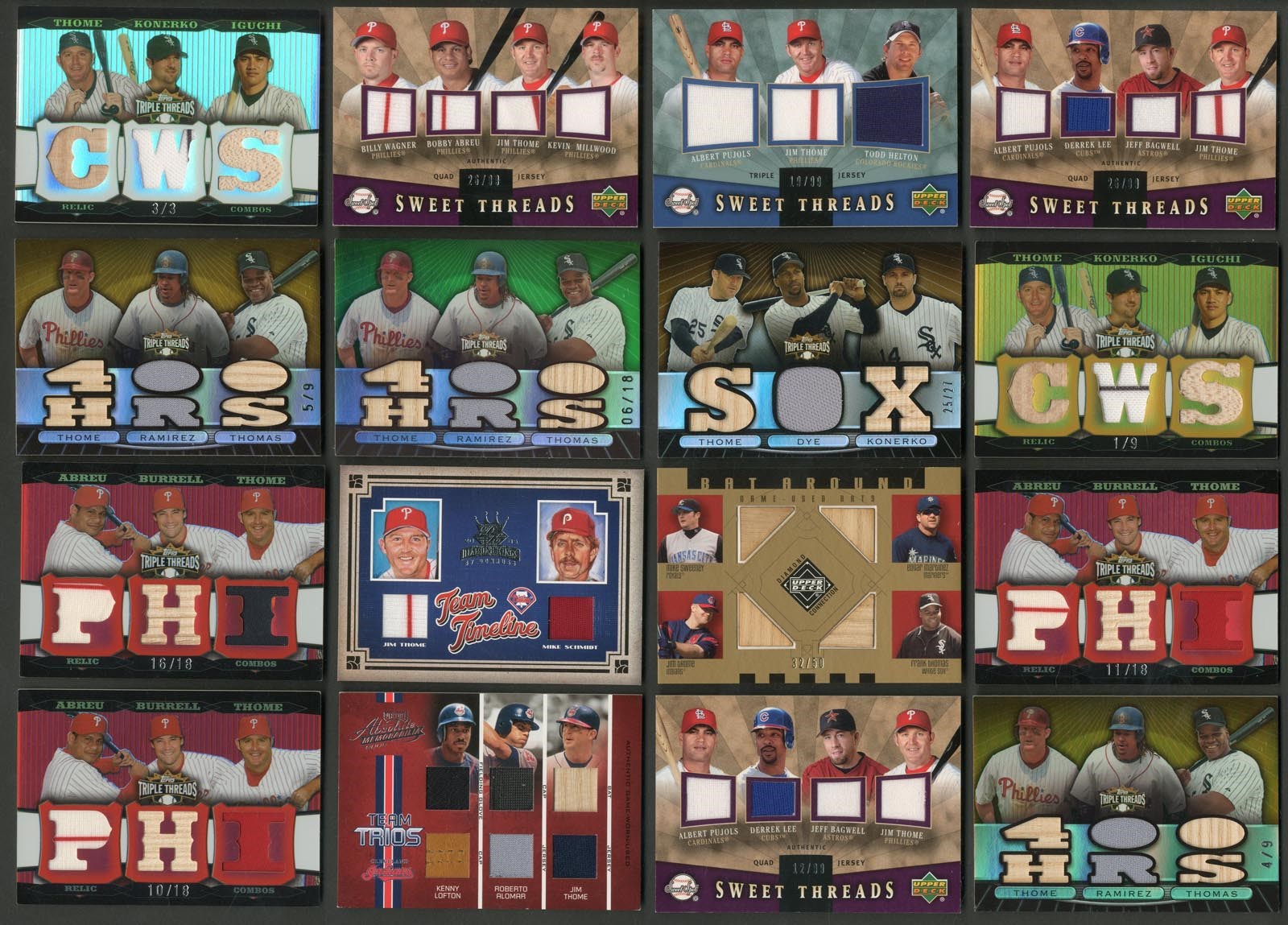 - Large Modern Insert Multi-Game Used Memorabilia Collection feat. Jim Thome (200+)