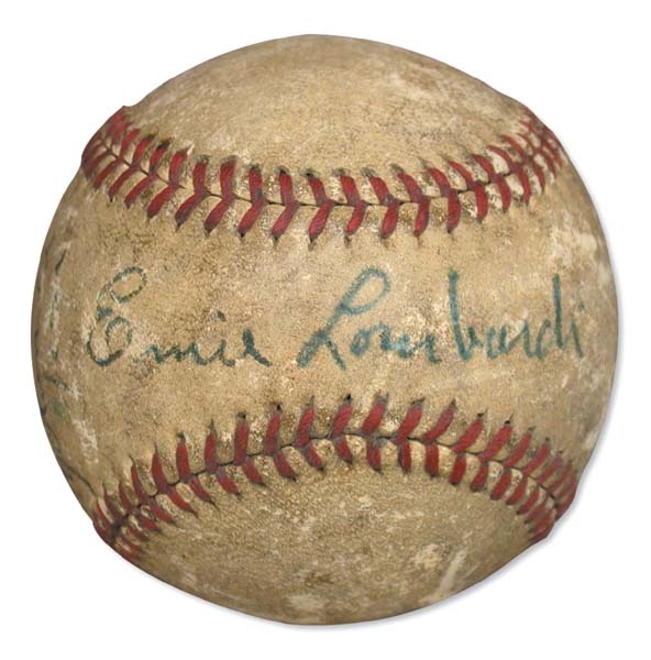 - 1940 Ernie Lombardi Single Signed World Series Game Used Baseball
