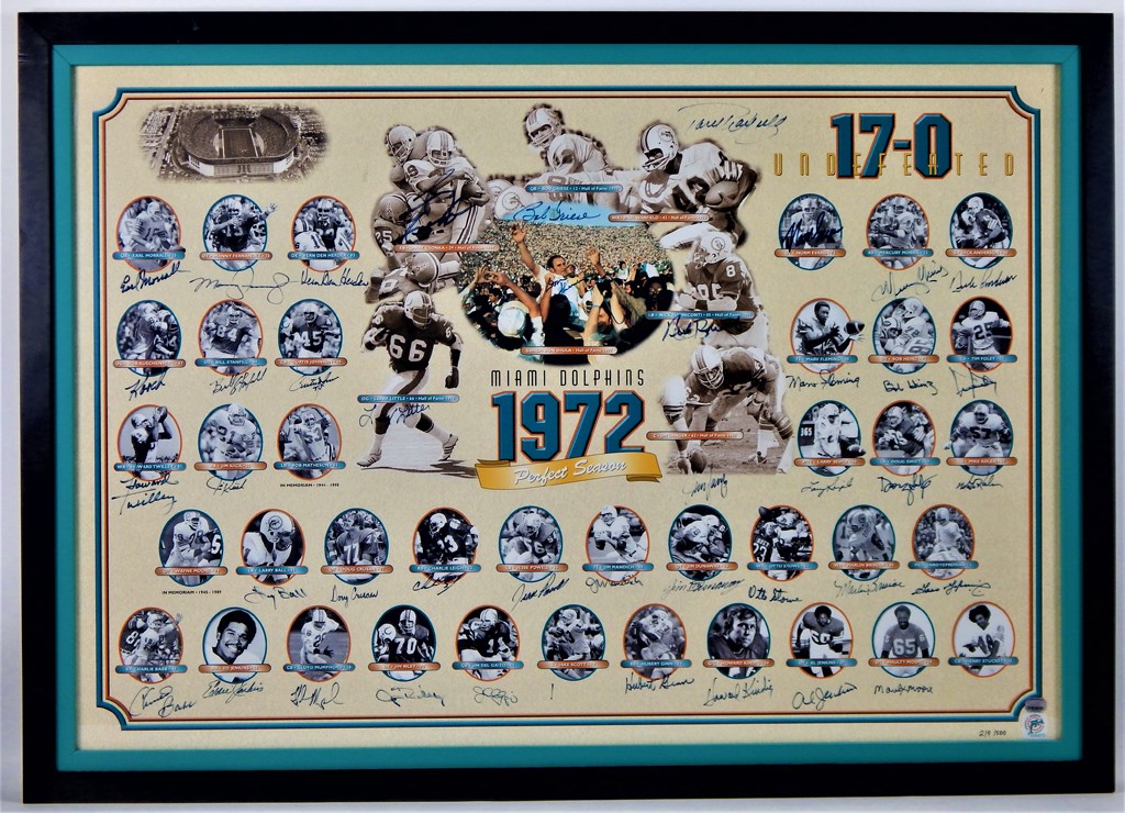 Autographs Football - 1972 Miami Dolphins Perfect Season Signed & Framed Poster