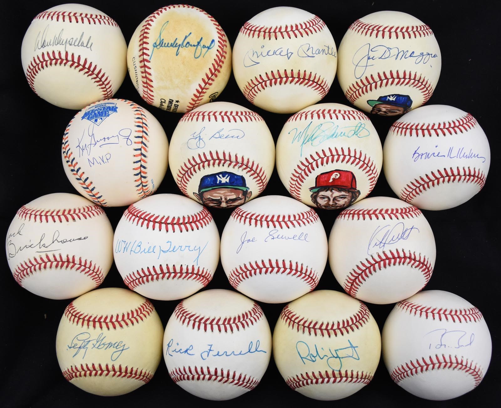 - Single & Team Signed Baseball Collection w/Hall of Famers - Mantle, Koufax, DiMaggio (50)