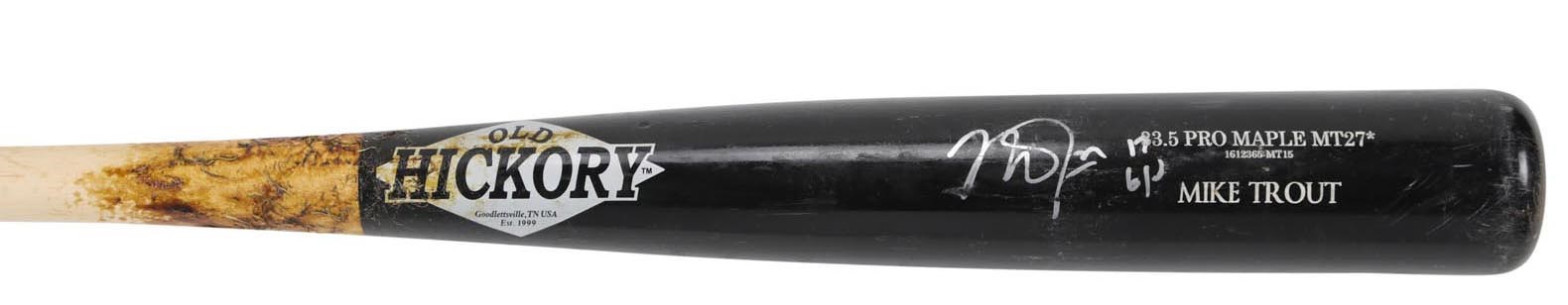 - 2017 Mike Trout Signed Game Used Bat (PSA GU 10 & Anderson Authentics)