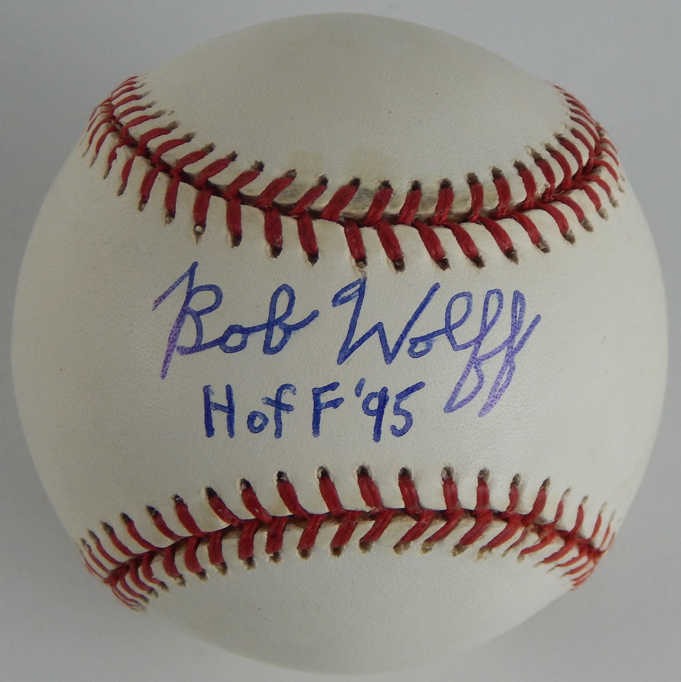 - High Grade Bob Wolff “HOF 95” Signed Inscribed ONL Baseball