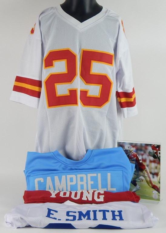 - Emmitt Smith, Earl Campbell, Steve Young & Jamaal Charles Signed Jerseys w/ Signed Photo