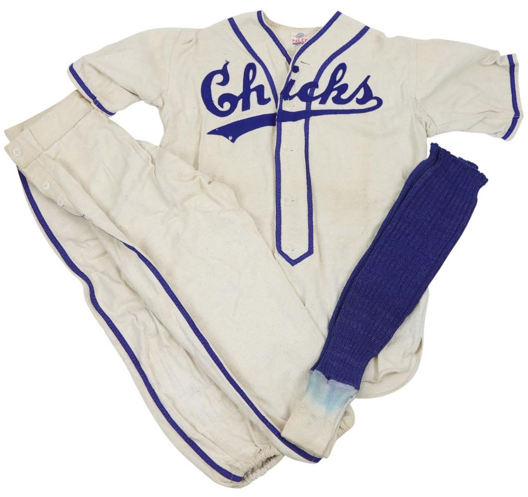 - 1940s Jackson Heights "Chicks" Baseball Uniform Gifted by SIU Marines