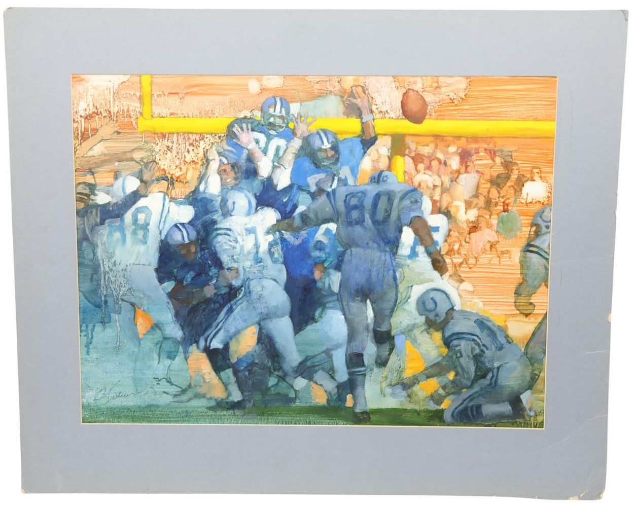- 1971 Super Bowl V "Field Goal Kick" Watercolor by Daniel Schwartz - Published in Super Bowl IX Program