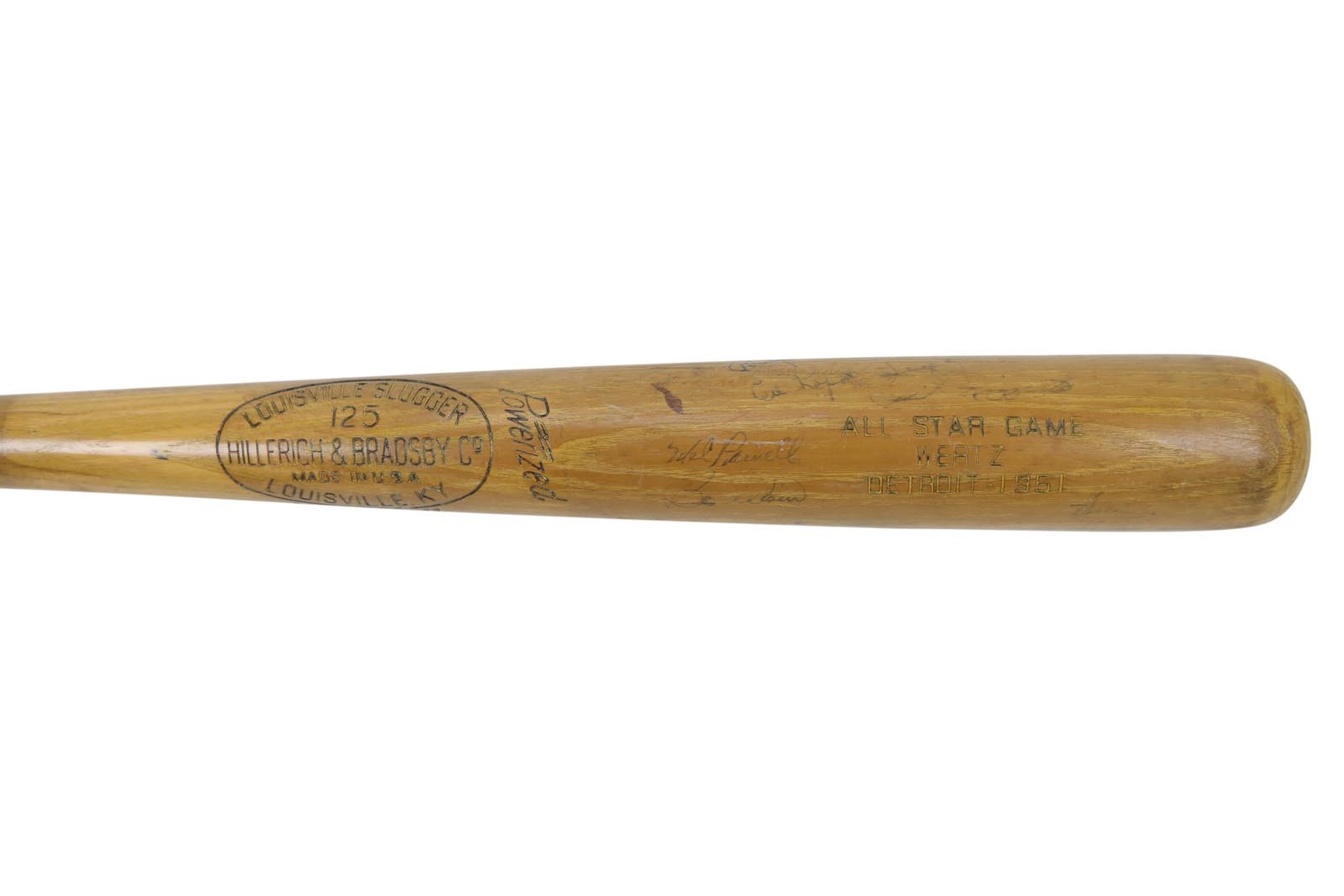 Baseball Equipment - 1951 Vic Wertz All Star Game Used Bat with Signatures