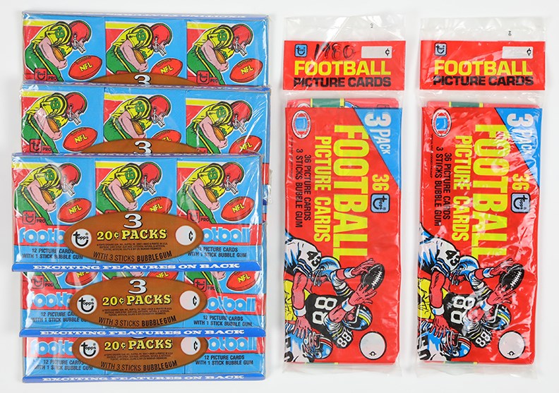 - 1979 and 1980 Topps Football Unopened Racks and Trays (8)