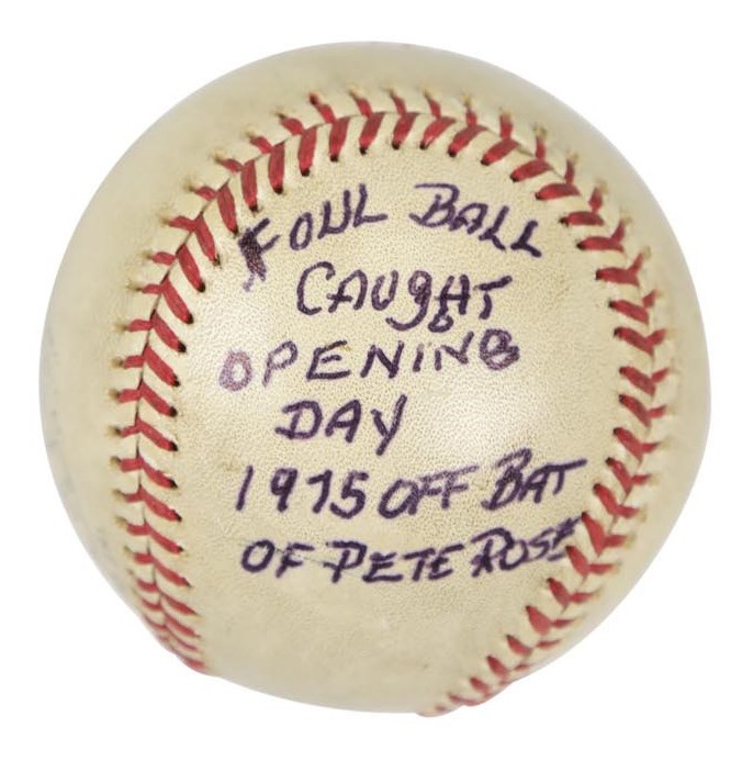 - 1975 Pete Rose Foul Ball from Cincinnati Reds Bicentennial Opening Day