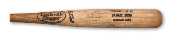 - 1999 Sammy Sosa Sixty-third Home Run Used Bat (35”)