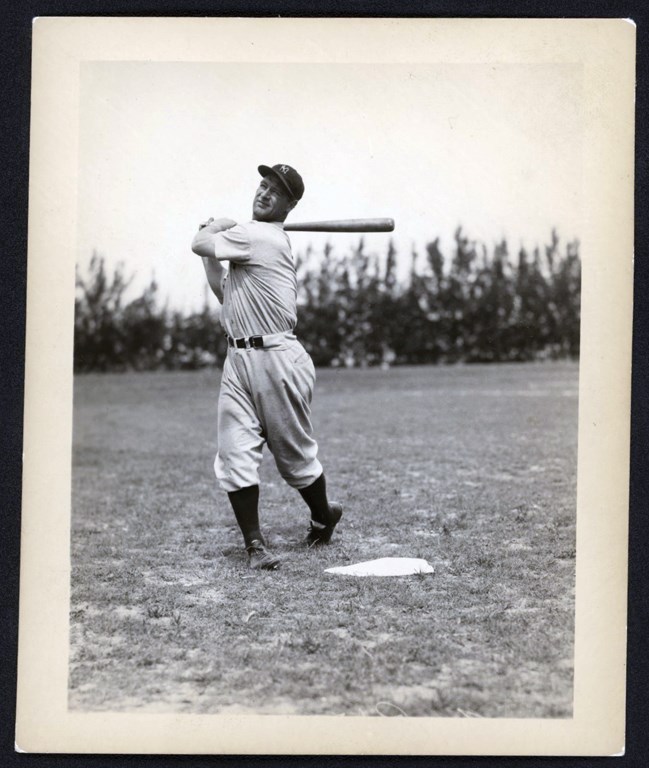 - 1930s Lou Gehrig "Demonstrates Powerful Swing" Photograph