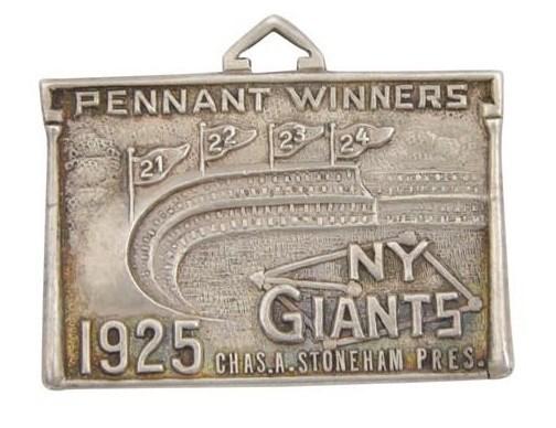 - 1925 New York Giants Sterling Silver Season Pass Presented to Nat Fleischer of "The Ring"