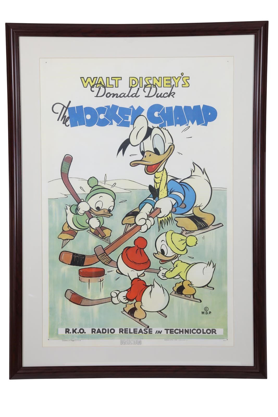 - 1939 Donald Duck "The Hockey Champ" Original Release Movie Poster