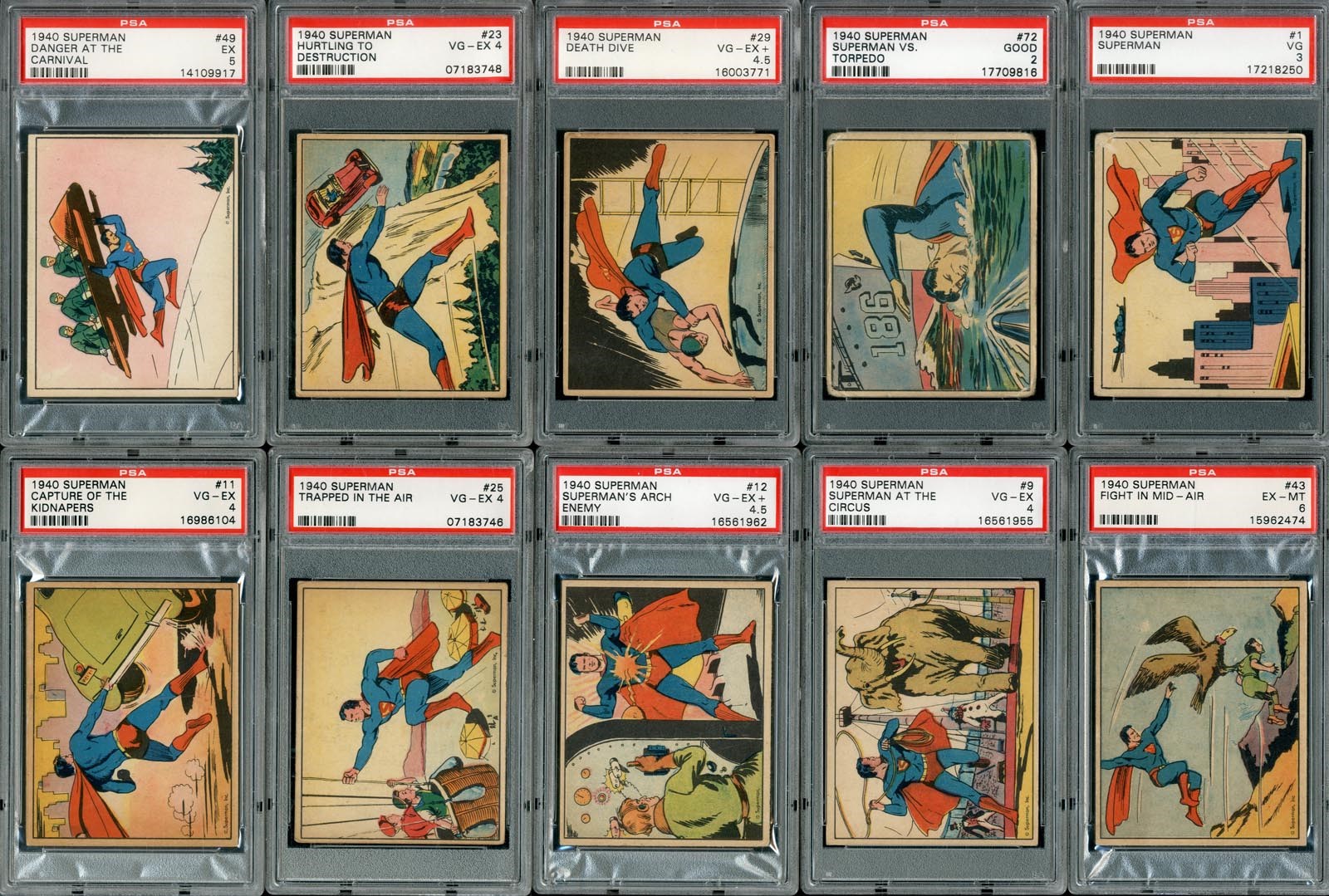 Non Sports Cards - 1940 Gum Inc. Superman Complete Set and Wrapper