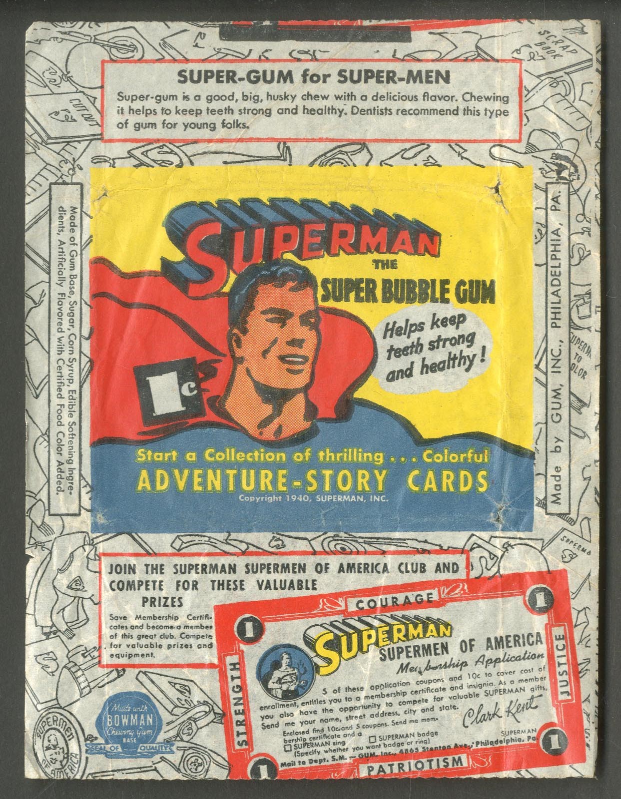 Non Sports Cards - 1940 Gum Inc. Superman Wrapper