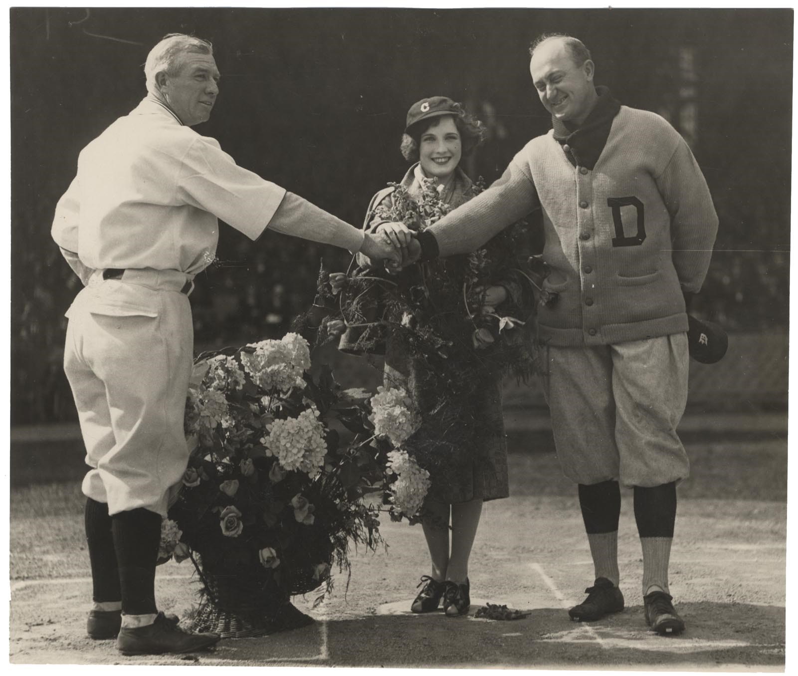 Vintage Sports Photographs - 1920's Ty Cobb on Tris Speaker Day Vintage Photo