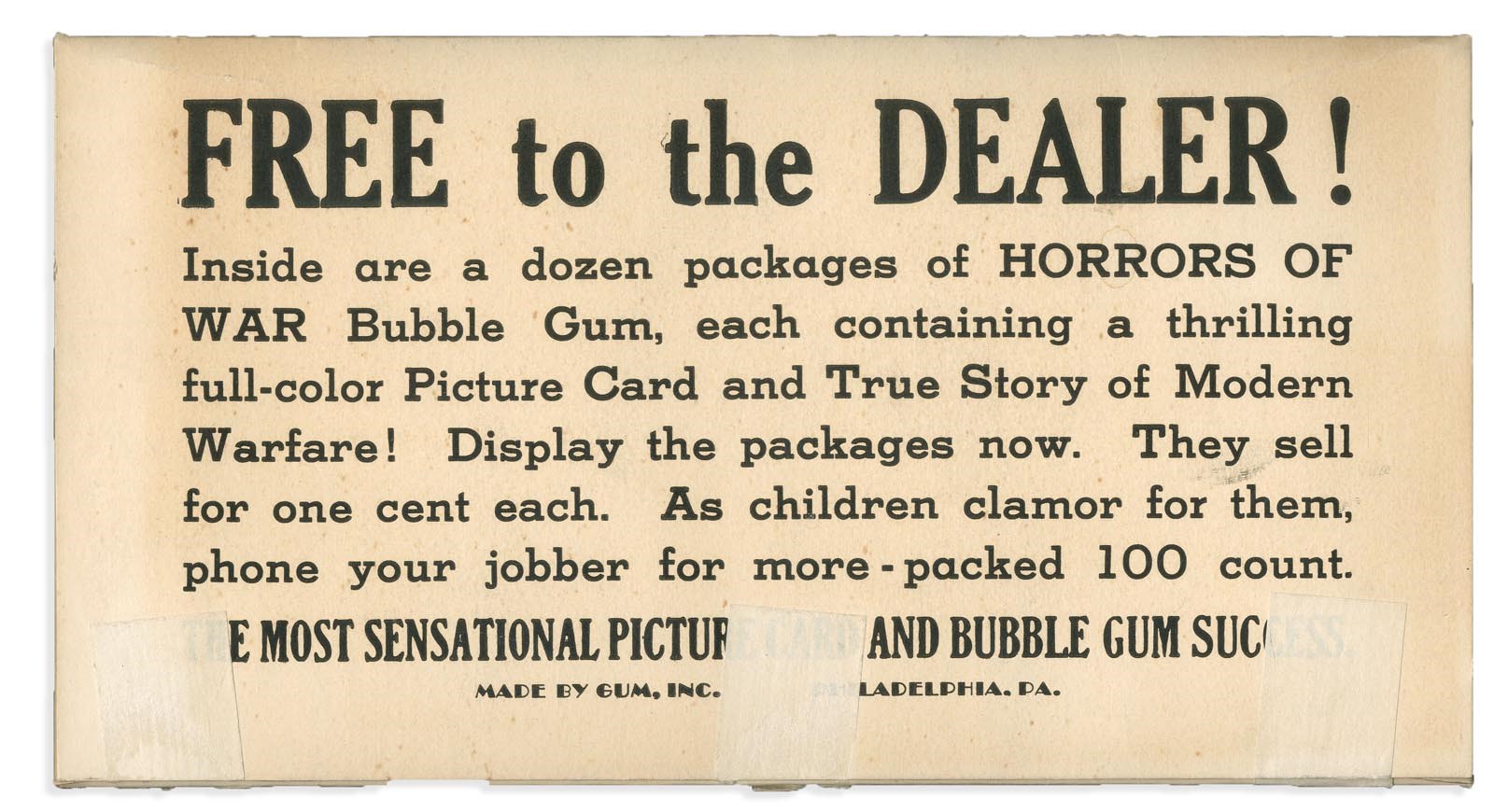 Non Sports Cards - 1937 Gum Inc. Horrors of War Folder/Box - Only One Known