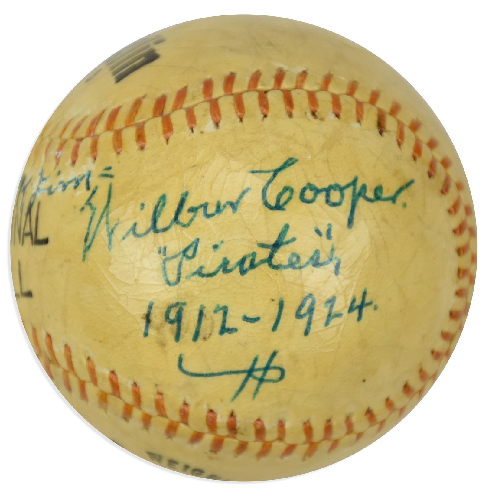 Clemente and Pittsburgh Pirates - Scarce Wilbur Cooper Single Signed Baseball (PSA)
