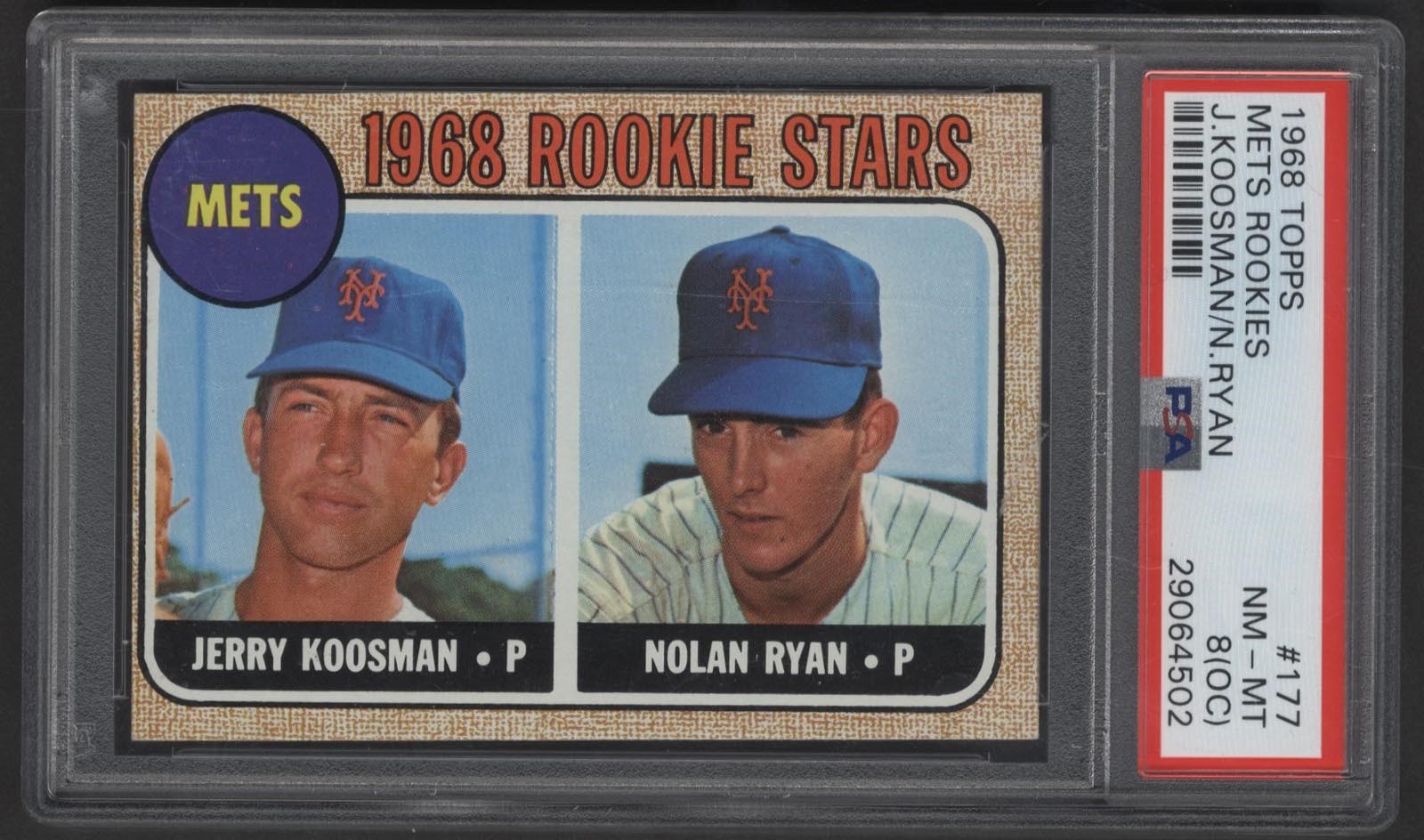 1968 Topps #177 Mets Rookies Koosman/Ryan PSA 8 OC