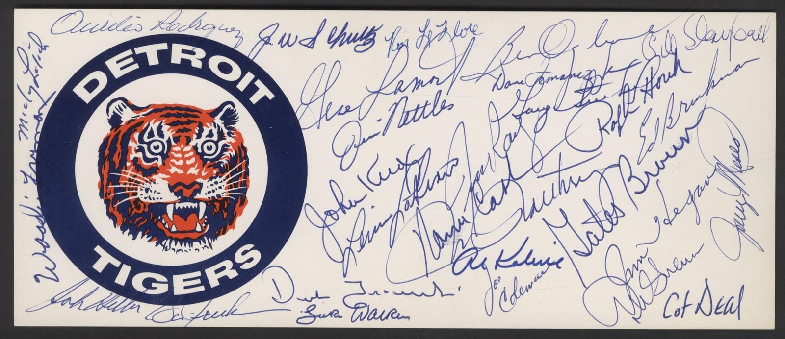 Baseball Autographs - Detroit Tigers Greats Signed Logo Card (30 Sigs)