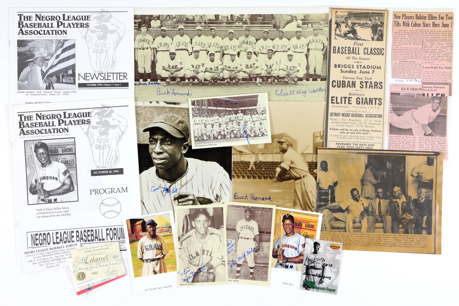- 1940's-90's Negro League Signed Ephemera Lot of 22
