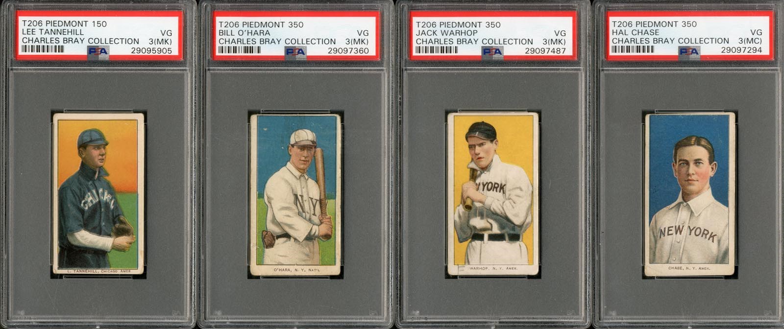 - T206 Lot of 4 From The Charles Bray Collection