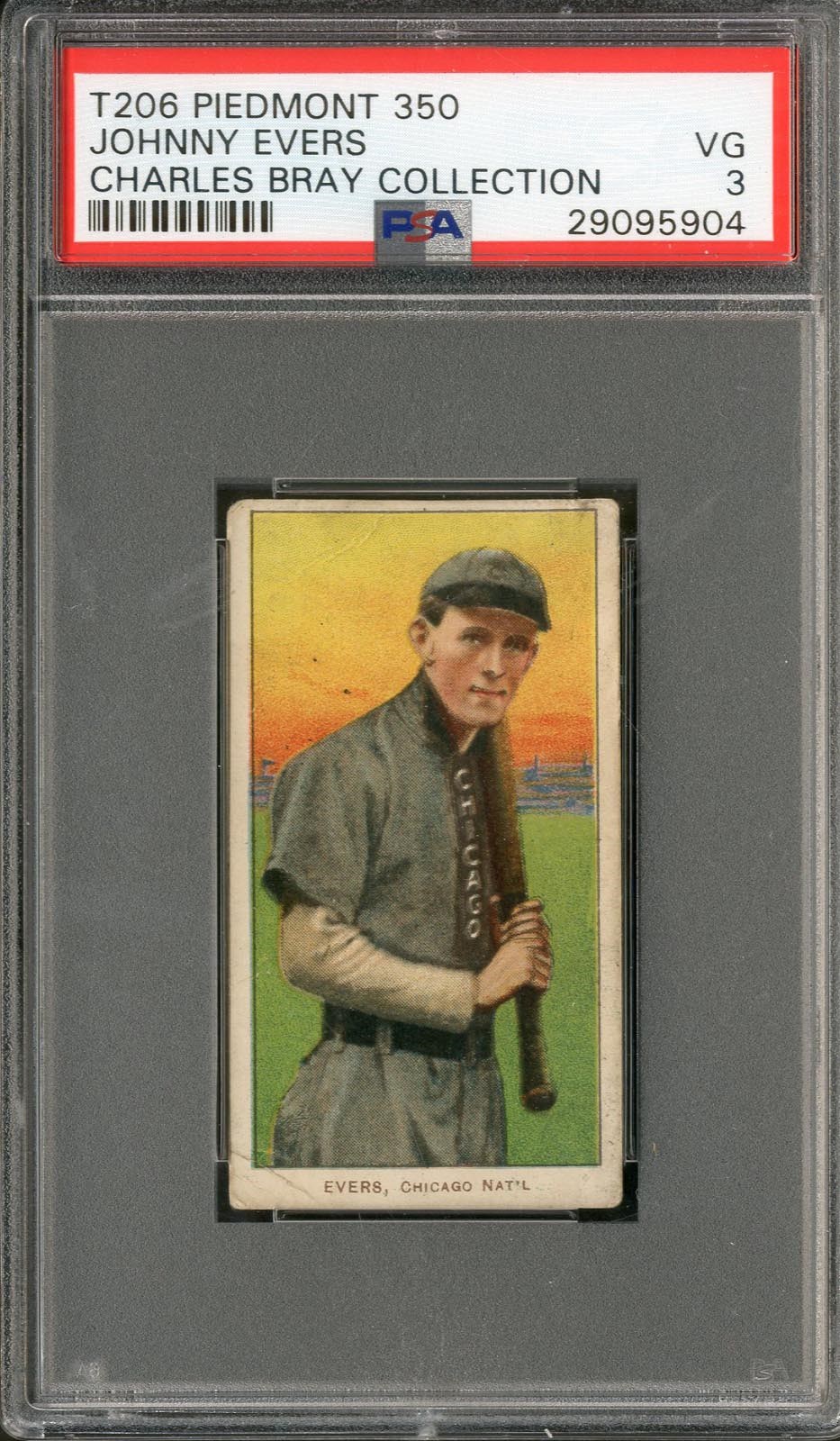 T206 Piedmont 350 Johnny Evers PSA 3 From The Charles Bray Collection