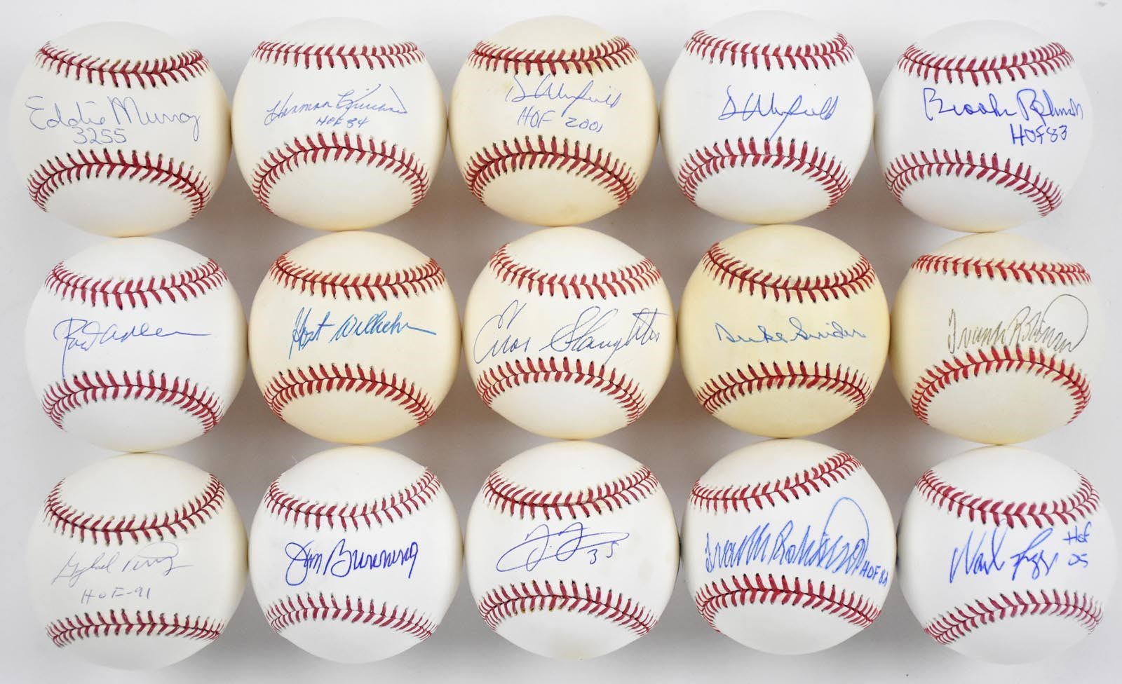 (15) Hall of Fame Single Signed Baseball w/Inscriptions (All Certified)