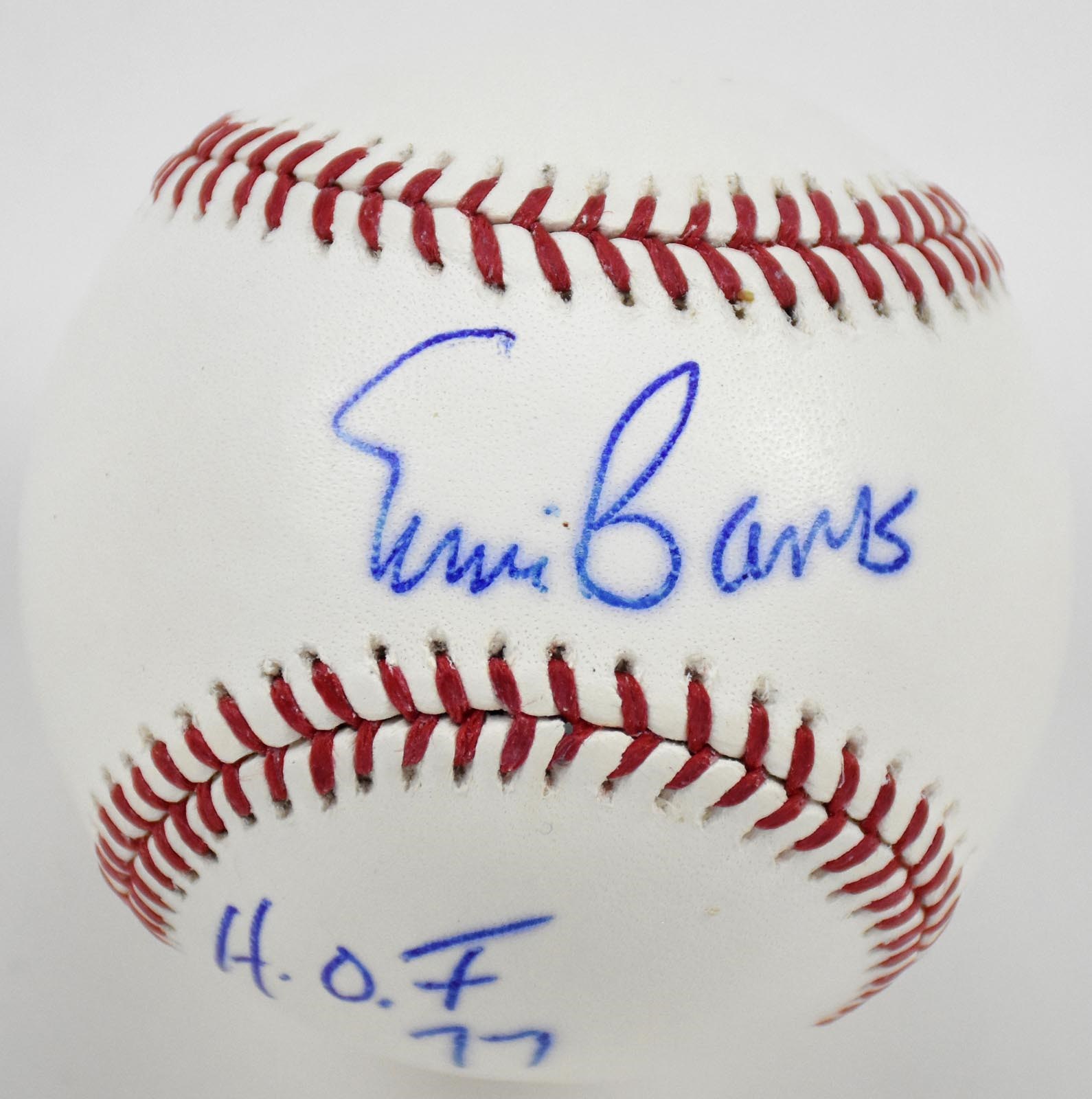 Baseball Autographs - Ernie Banks "HOF 77" Single Signed Baseball (PSA)