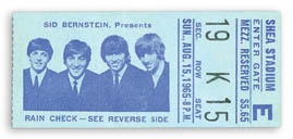 Beatles Tickets - August 15, 1965 Ticket