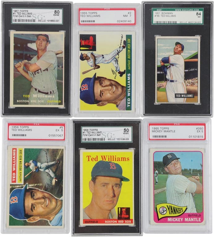 - 1950s-60s Mickey Mantle & Ted Williams Topps and Bowman Collection w/PSA Graded (10)