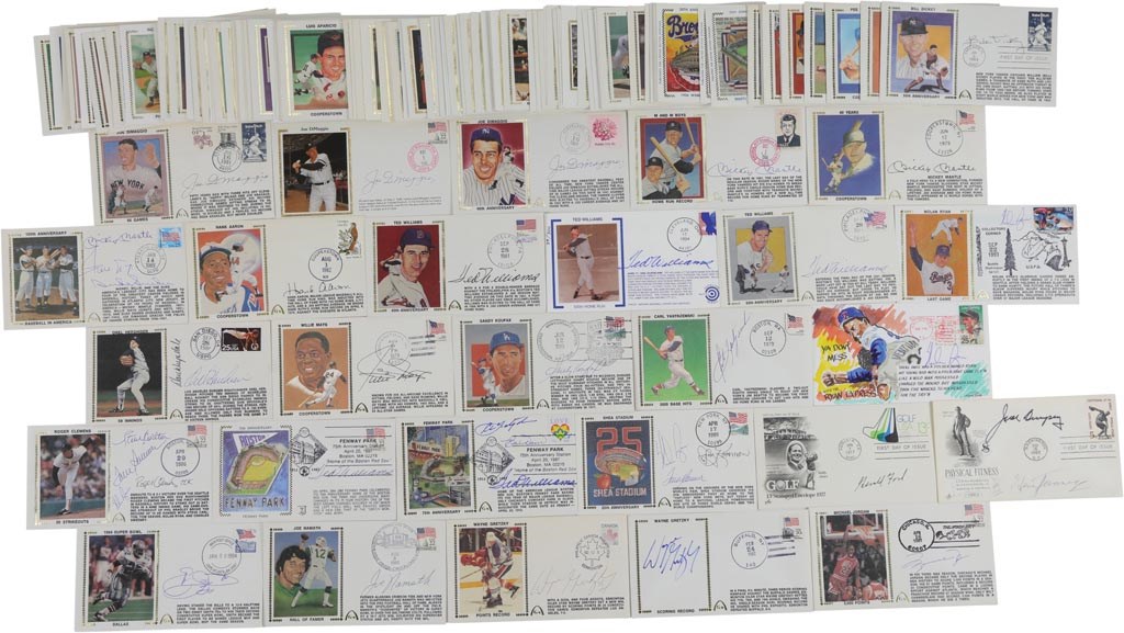 - Magnificent Multi-Sport Signed First Day Cover Collection - Mantle, Williams, Jordan, DiMaggio (160+)