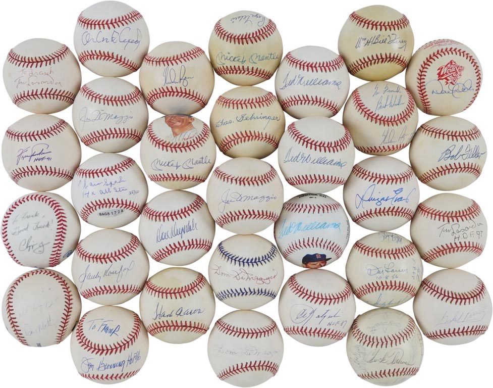 Hall of Famers and Stars Single-Signed Baseballs - Mantle, DiMaggio, Williams, Jeter (30+)