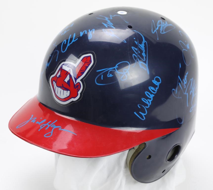 Baseball Autographs - 1999 Cleveland Indians Team Signed Helmet