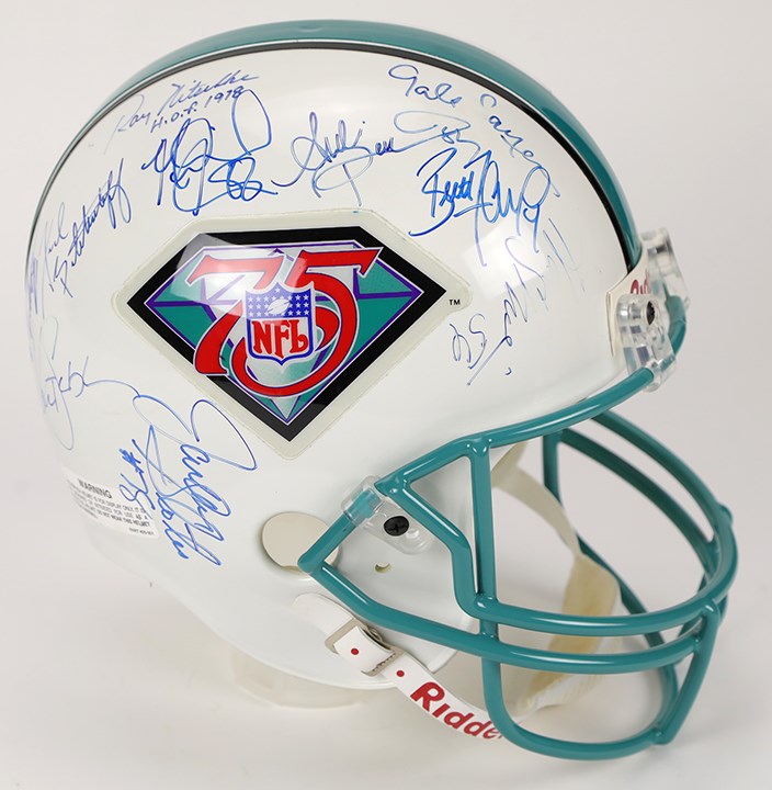 - 75th NFL Anniversary HOFers Signed Helmet