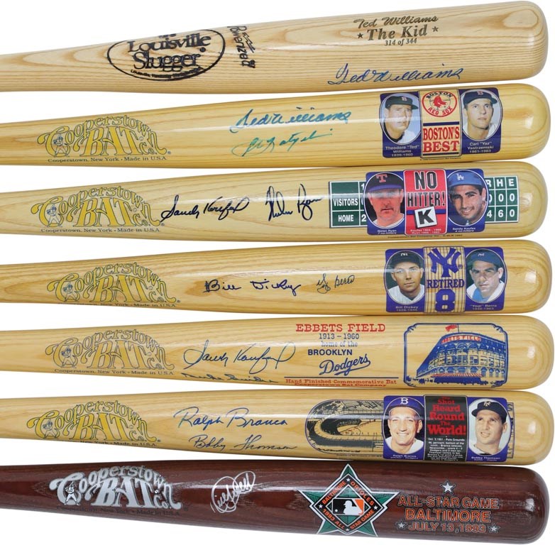 - Hall of Fame & Cooperstown Signed Bat Collection (7)