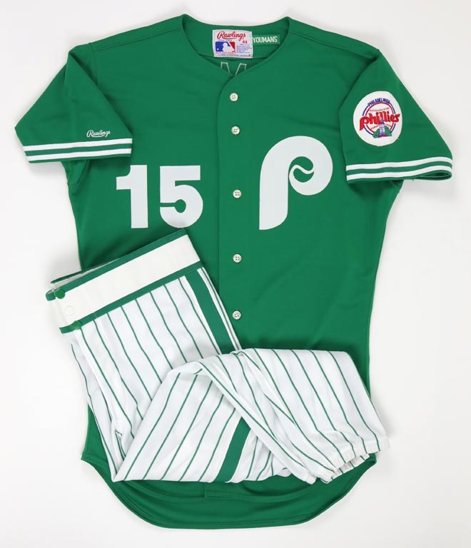 Baseball Equipment - Philadelphia Phillies Game Worn Uniforms w/1986 St. Patrick's Day
