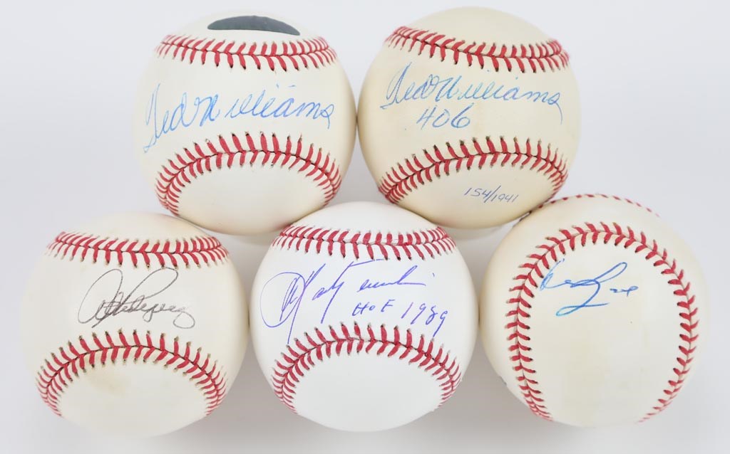 Baseball Autographs - Single Signed Baseballs With Two Ted Williams (5)