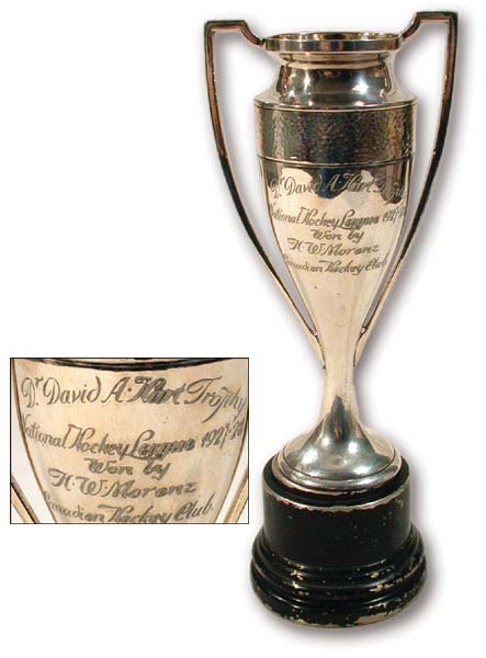 - Howie Morenz’s 1928 Hart Memorial Trophy (11”)