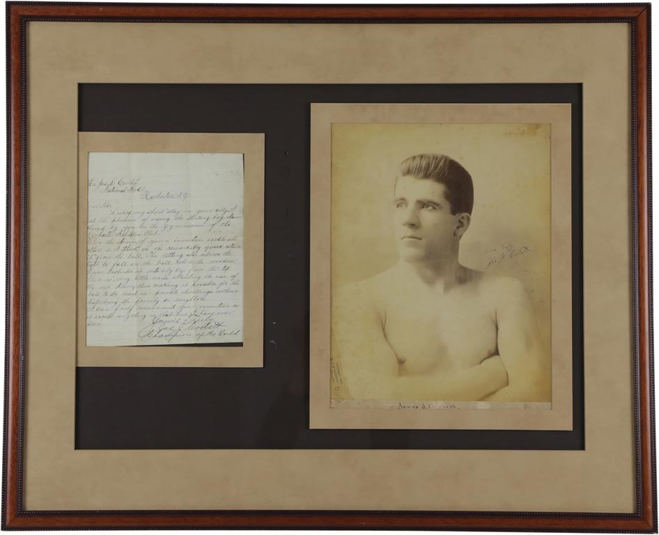 - 1890s Gentlemen Jim Corbett Signed Oversized Photograph & Handwritten Signed Letter Display