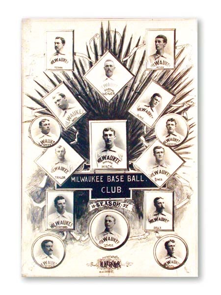 - 1897 Milwaukee Base Ball Team Composite with Connie Mack (21x27" framed)