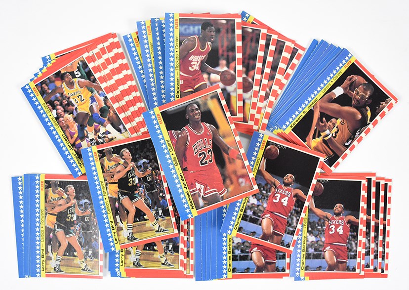 - High Grade 1987 Fleer Basketball Star Card Lot (55) w/Michael Jordan