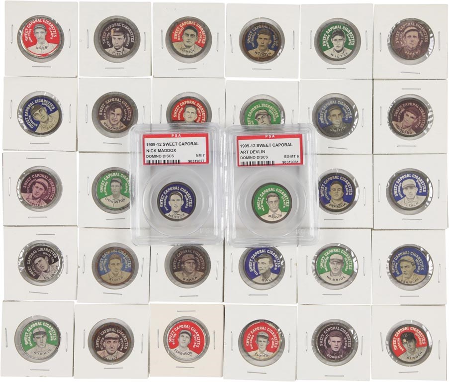 - 1909 Sweet Caporal PX7 Domino Discs with PSA Graded (60+)