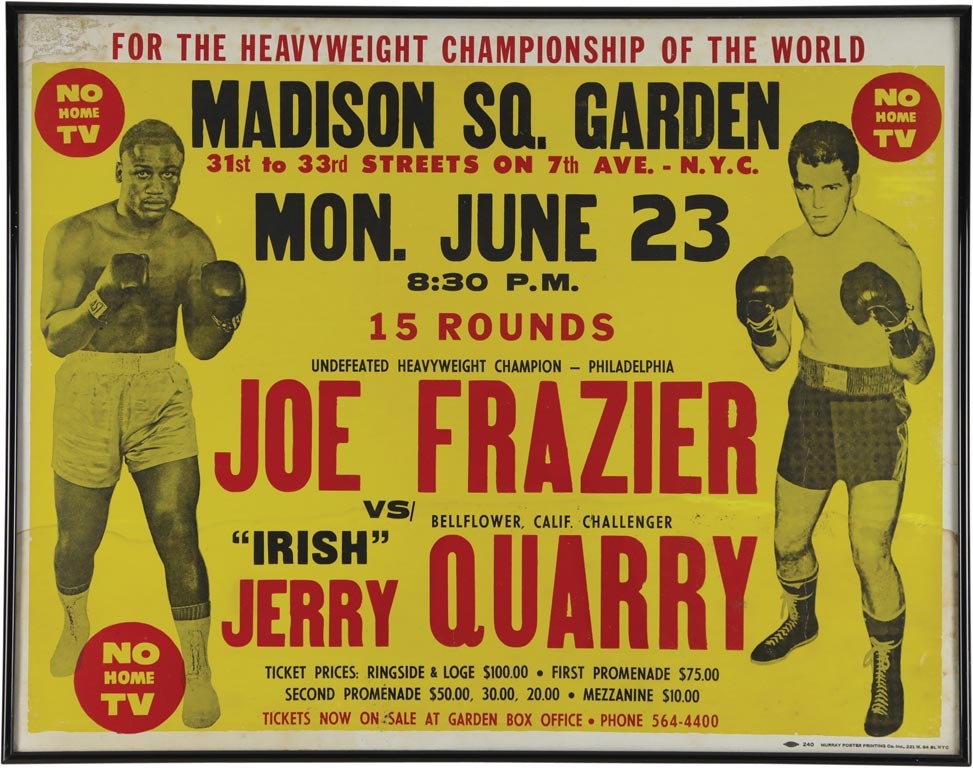 - 1969 Joe Frazier vs. Jerry Quarry On-Site Fight Poster