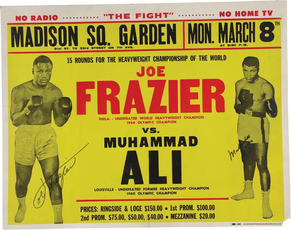 - 1971 Muhammad Ali vs. Joe Frazier I On-Site Fight Poster Signed by Both (PSA)