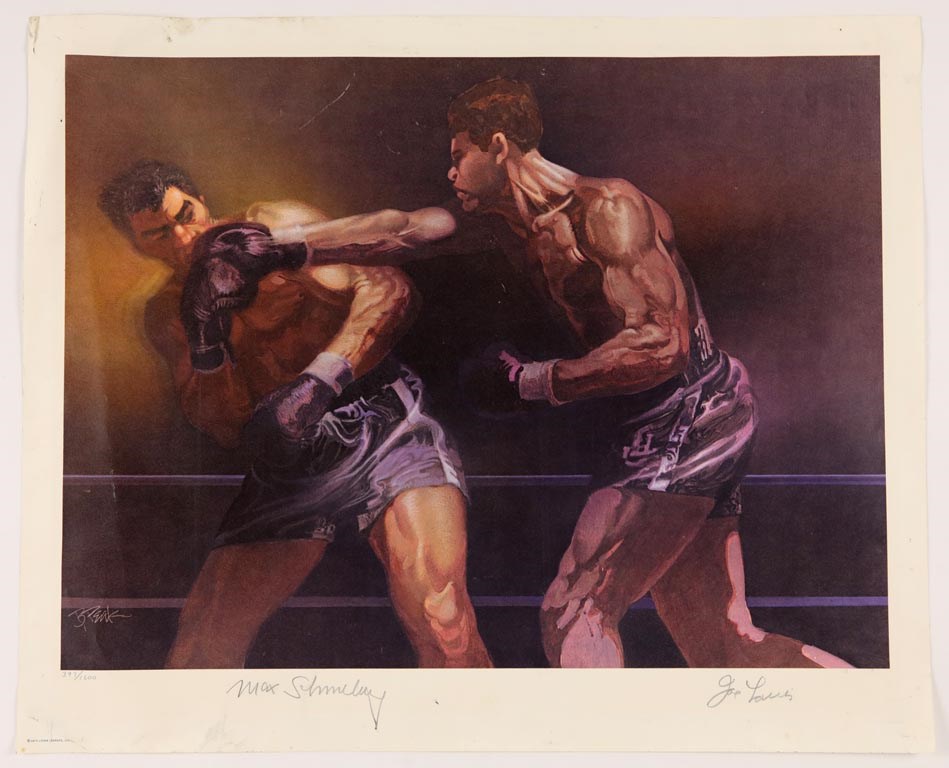 Sports Fine Art - 1973 Joe Louis vs Max Schmelling Signed Limited Edition Print (PSA)